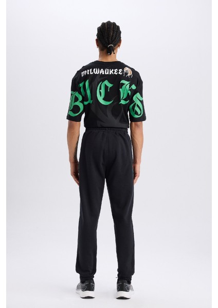Fit NBA Milwaukee Bucks Kalın Sporcu Jogger Eşofman Altı Standart Fit Cepli Beli Bağcıklı Lastikli Paça D6692AX25SP