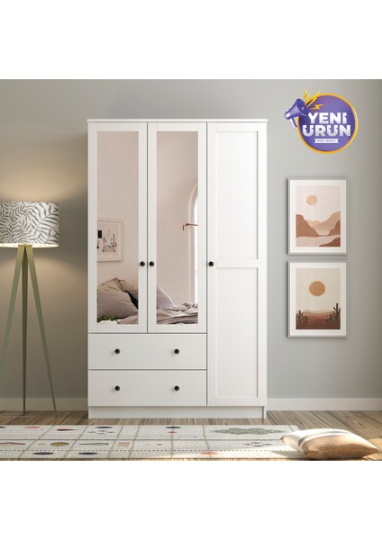 Side 3 Kapak 2 Çekmece Aynalı Gardırop