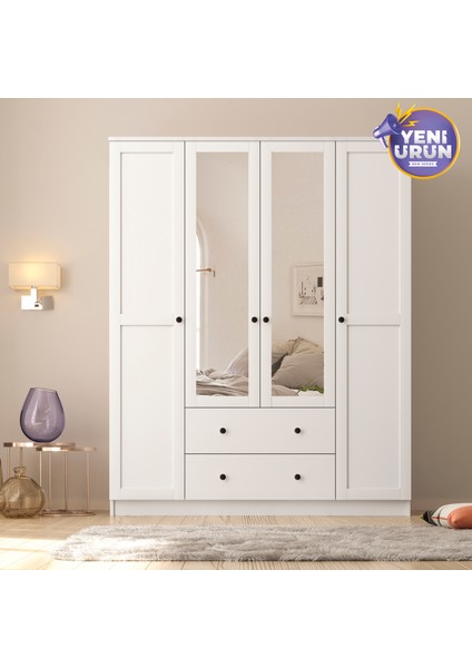 Side 4 Kapak 2 Çekmece Aynalı Gardırop