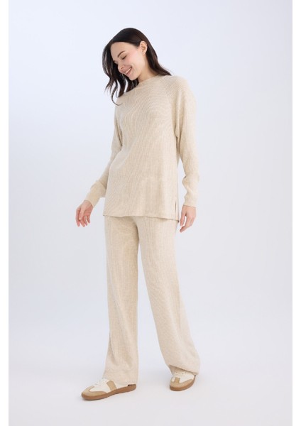 Triko Pantolon Regular Fit Basic Düz Beli Lastikli Düz Paça D6912AX24WN