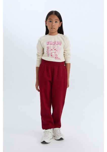 Kız Çocuk Beli Paçası Lastikli Cepli Basic Düz Jogger Eşofman Altı D7008A824WN