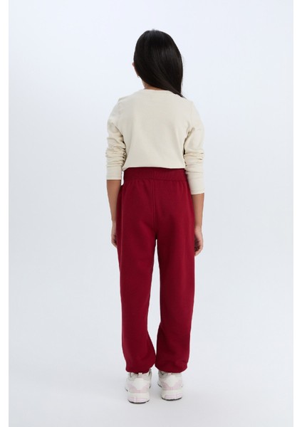Kız Çocuk Beli Paçası Lastikli Cepli Basic Düz Jogger Eşofman Altı D7008A824WN