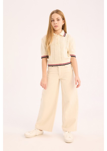 Kız Çocuk Wide Leg Geniş Paça Pamuklu Trousers D7098A825SM