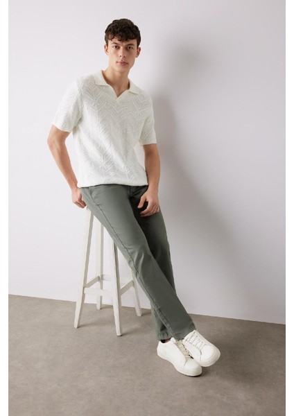 Regular Fit Normal Kesim Yazlık Düz Paça Chino Kanvas Pantolon D7349AX25SP