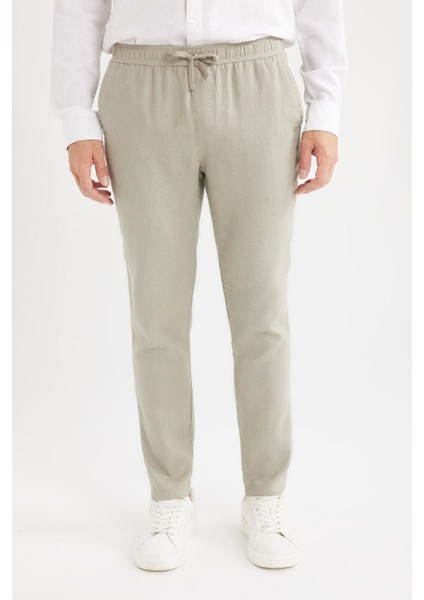 Yazlık Jogger Keten Düz Paça Pantolon D7542AX25SP