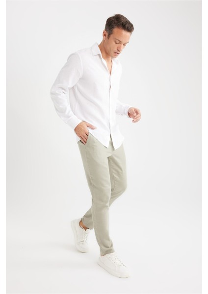 Yazlık Jogger Keten Düz Paça Pantolon D7542AX25SP