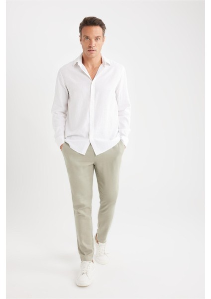 Yazlık Jogger Keten Düz Paça Pantolon D7542AX25SP