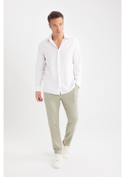Yazlık Jogger Keten Düz Paça Pantolon D7542AX25SP