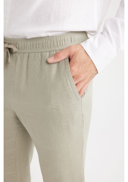 Yazlık Jogger Keten Düz Paça Pantolon D7542AX25SP