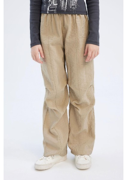 Kız Çocuk Beli Lastikli Düz Paça Paraşüt Pantolon D7605A825SM