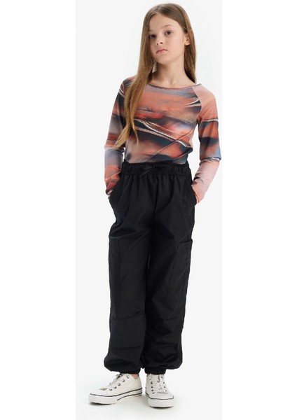 Kız Çocuk Paraşüt Kargo Jogger Paça Pamuklu Pantolon D7607A825SM