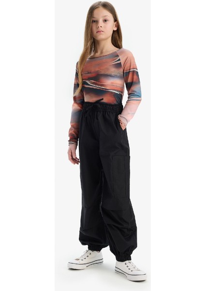 Kız Çocuk Paraşüt Kargo Jogger Paça Pamuklu Pantolon D7607A825SM