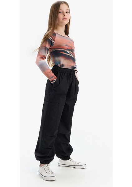 Kız Çocuk Paraşüt Kargo Jogger Paça Pamuklu Pantolon D7607A825SM