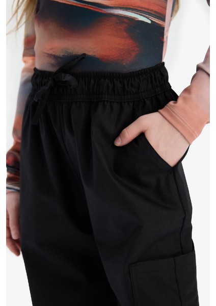 Kız Çocuk Paraşüt Kargo Jogger Paça Pamuklu Pantolon D7607A825SM