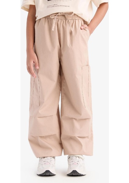 Kız Çocuk Paraşüt Kargo Jogger Paça Pamuklu Pantolon D7607A825SM