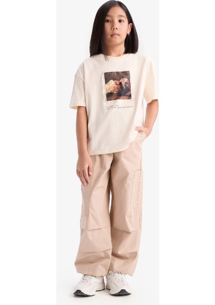 Kız Çocuk Paraşüt Kargo Jogger Paça Pamuklu Pantolon D7607A825SM