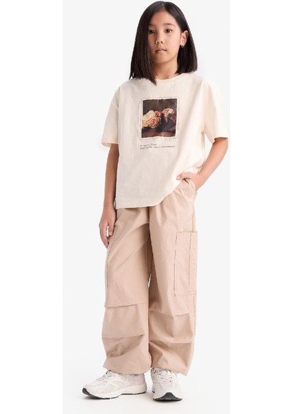 Kız Çocuk Paraşüt Kargo Jogger Paça Pamuklu Pantolon D7607A825SM