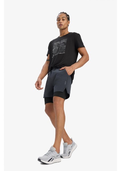fit Slim Fit Dar Kesim Sporcu Taytlı Dokuma ŞORT D7809AX25SP