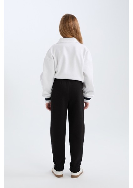 Kız Çocuk Beli Lastikli Baskılı Pamuklu Jogger Eşofman Altı D8092A824WN