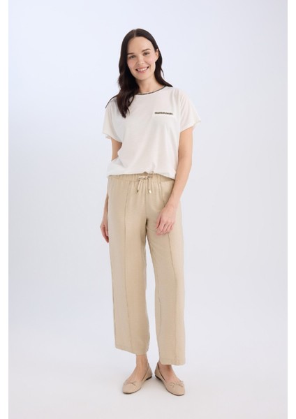 Wide Straight Esnek Belli Cepli Bağcıklı Düz Paça Pantolon D8354AX25SP