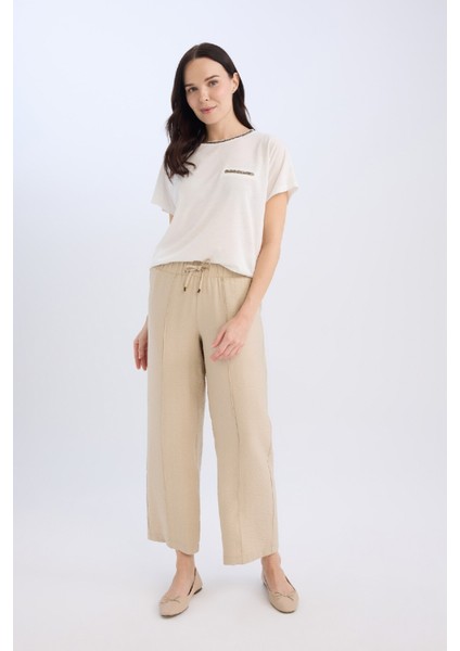 Wide Straight Esnek Belli Cepli Bağcıklı Düz Paça Pantolon D8354AX25SP