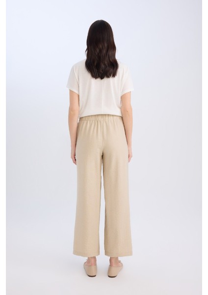 Wide Straight Esnek Belli Cepli Bağcıklı Düz Paça Pantolon D8354AX25SP