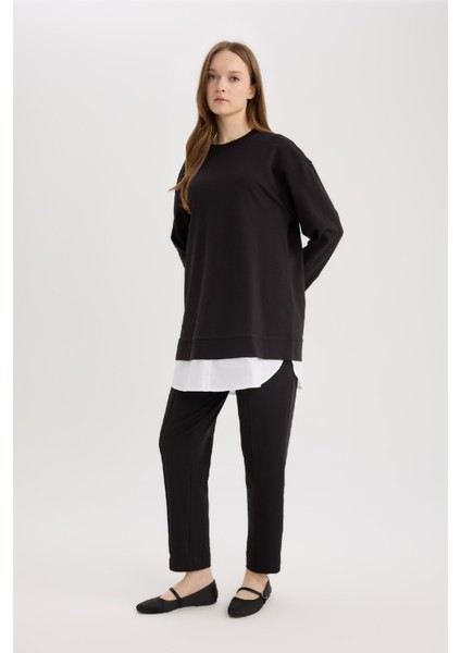 Harem Basic Düz Sweatshirt Kumaşı Pantolon D9363AX25SP