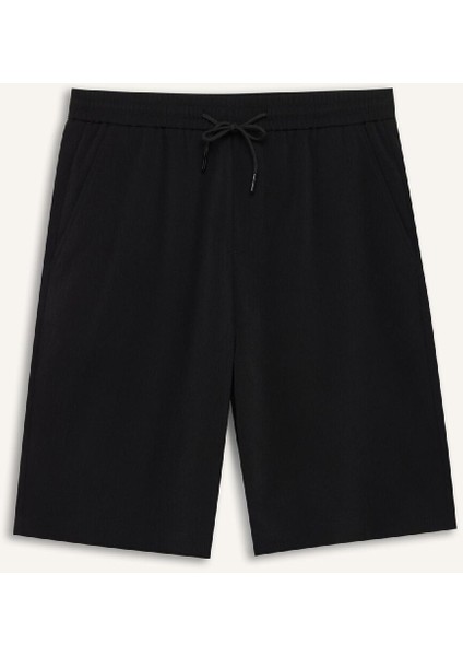 Regular Fit Beli Bağcıklı Dokulu Bermuda Şort D9451AX25SP