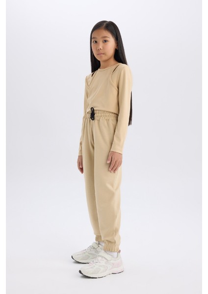 Kız Çocuk Beli Lastikli Cepli Jogger Eşofman Altı D9622A825SM