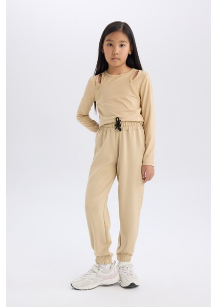 Kız Çocuk Beli Lastikli Cepli Jogger Eşofman Altı D9622A825SM