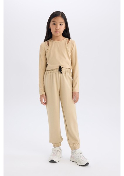 Kız Çocuk Beli Lastikli Cepli Jogger Eşofman Altı D9622A825SM