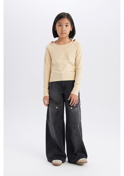 Kız Çocuk Wide Leg Kargo Geniş Paça Pamuklu Pantolon D9693A825SP