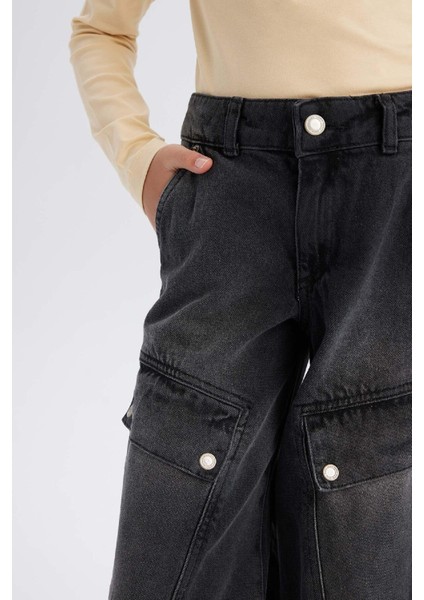 Kız Çocuk Wide Leg Kargo Geniş Paça Pamuklu Pantolon D9693A825SP