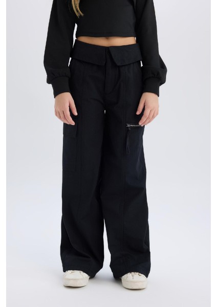 Kız Çocuk Wide Leg Kargo Geniş Paça Pamuklu Pantolon D9700a825sp