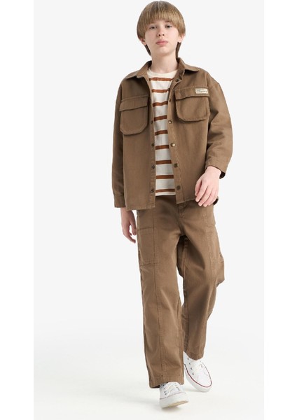 Erkek Çocuk Loose Fit Beli Lastikli Twill Pantolon D9850A825SP
