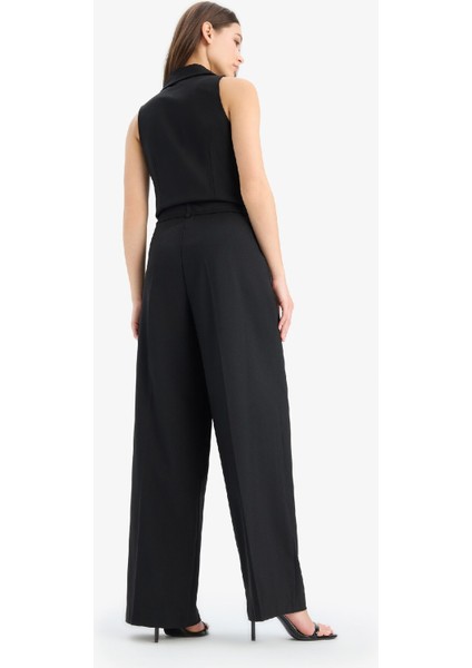 Afra x Defacto Wide Leg Kumaş Pantolon Üç Cepli Normal Bel Standart Boy E5970AX25SP