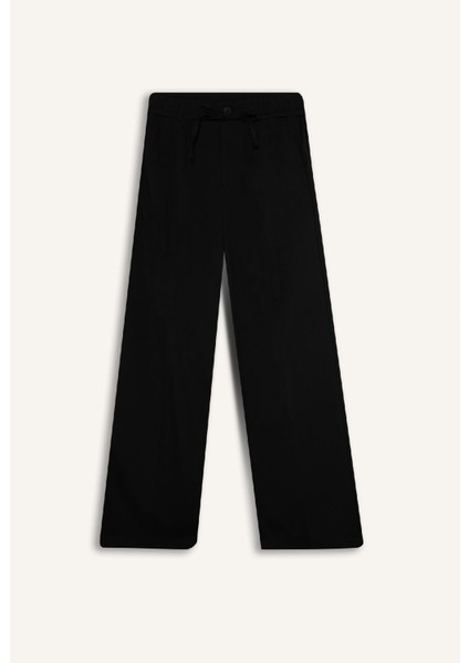 Afra x Defacto Wide Leg Kumaş Pantolon Üç Cepli Normal Bel Standart Boy E5970AX25SP
