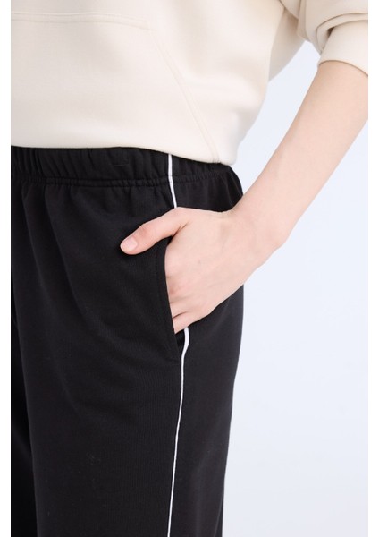 Siyah Jogger Eşofman Altı Cepli Esnek Belli Bağcıklı Dar Paça Uzun Boy E5976AX25SP