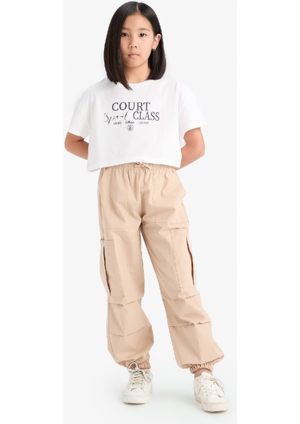 Kız Çocuk Paraşüt Kargo Cepli Jogger Paça Pantolon E0162A825SM