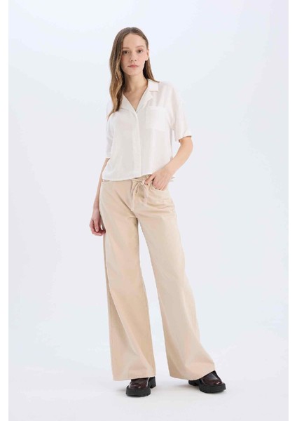 Coool Gabardin Palazzo Pantolon Wide Leg Yüksek Bel Geniş Bol Paça E1794AX25SP