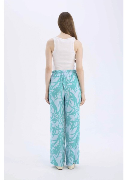 Wide Leg Geniş Paça Desenli Esnek Belli Viskon Pantolon E1824AX25SP