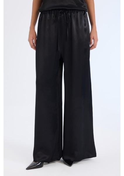 Wide Leg Saten Kumaş Pantolon Yüksek Bel Geniş Bol Paça E3021AX24AU