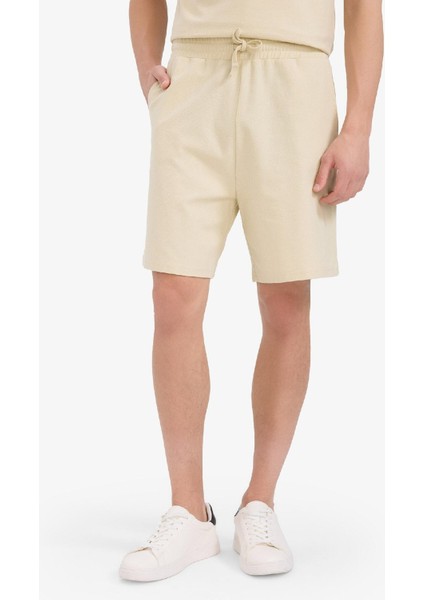 %100 Pamuk Relax Fit Twill Dokulu Cepli Şort E2590AX25SM