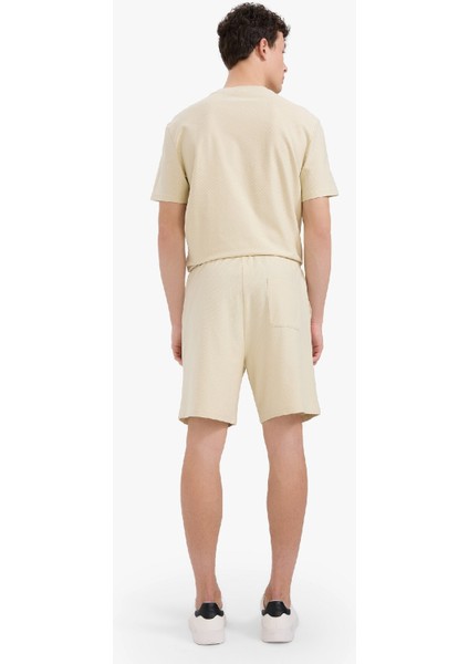 %100 Pamuk Relax Fit Twill Dokulu Cepli Şort E2590AX25SM
