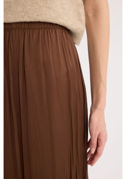 A Kesim Yüksek Bel Saten Midi Etek E3348AX24WN indirimleri