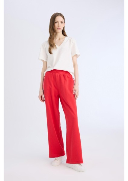 Coool Wide Leg Eşofman Altı Basic Düz Beli Lastikli Geniş Bol Paça E5374AX25SP