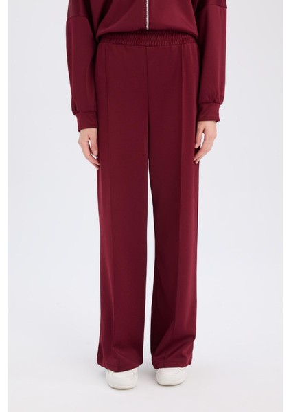 Wide Leg Geniş Bol Paça Eşofman Altı Basic Düz Beli Lastikli Bağcıklı E3953AX24WN