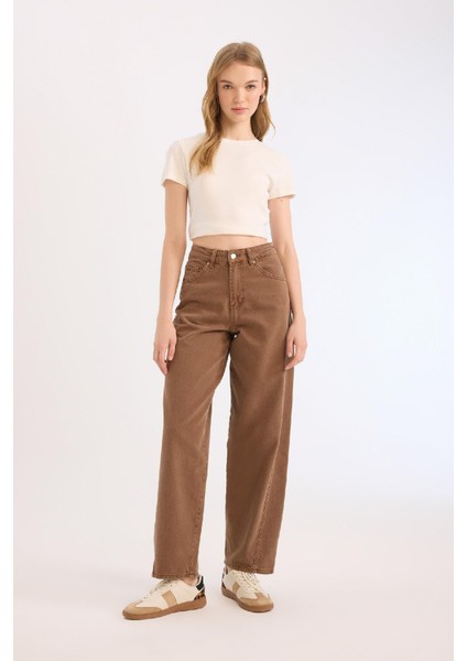 Afra x Defacto Coool Baggy Fit Kışlık Gabardin Pantolon Yıkamalı Cepli Normal Bel E4307AX25SP