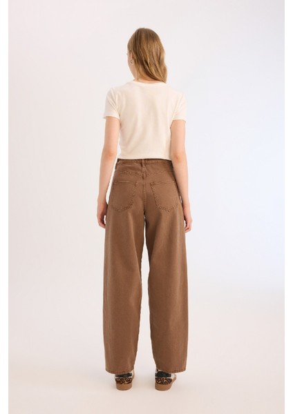 Afra x Defacto Coool Baggy Fit Kışlık Gabardin Pantolon Yıkamalı Cepli Normal Bel E4307AX25SP