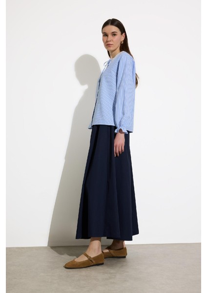 A Kesim Basic Düz Poplin Maxi Etek E4369AX25SP